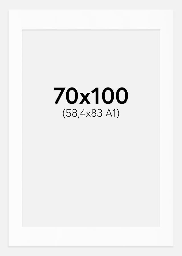 Passepartout Weiß Standard (weißer Kern) 70x100 cm (58,4x83 - A1)