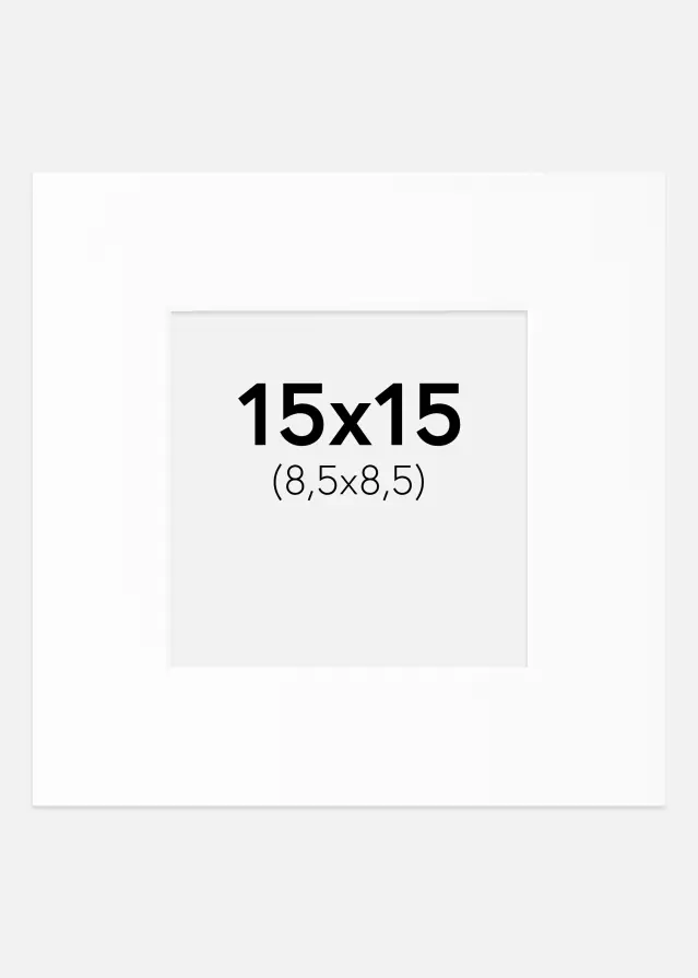 Passepartout Weiß Standard (weißer Kern) 15x15 cm (8,5x8,5)