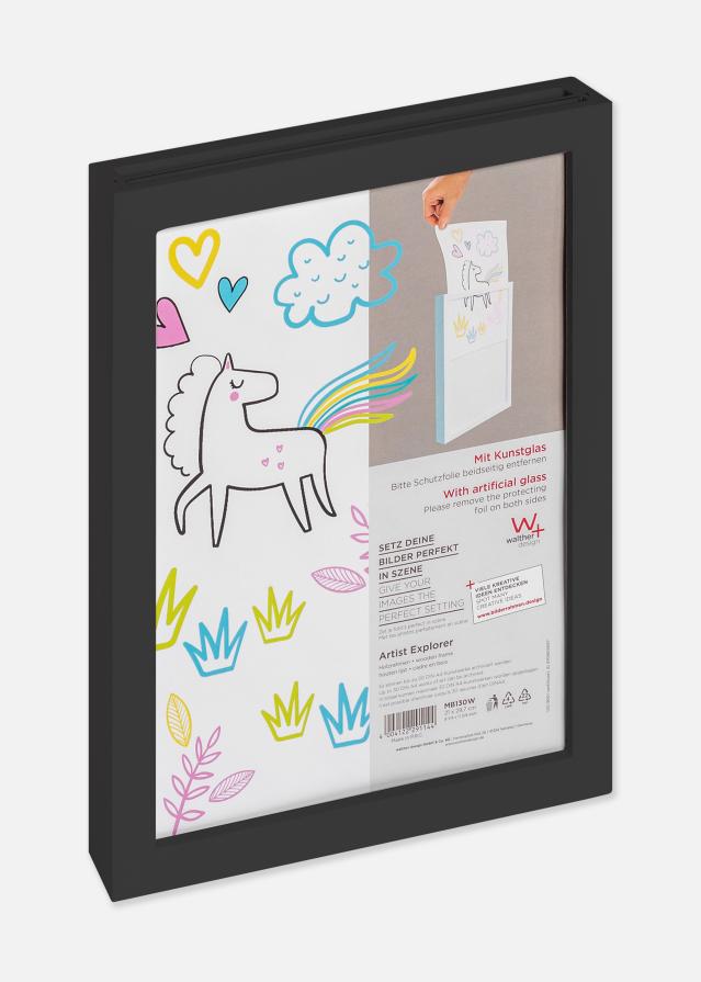 Bilderrahmen Kinderzeichnungen Explorer Acrylglas Schwarz A4
