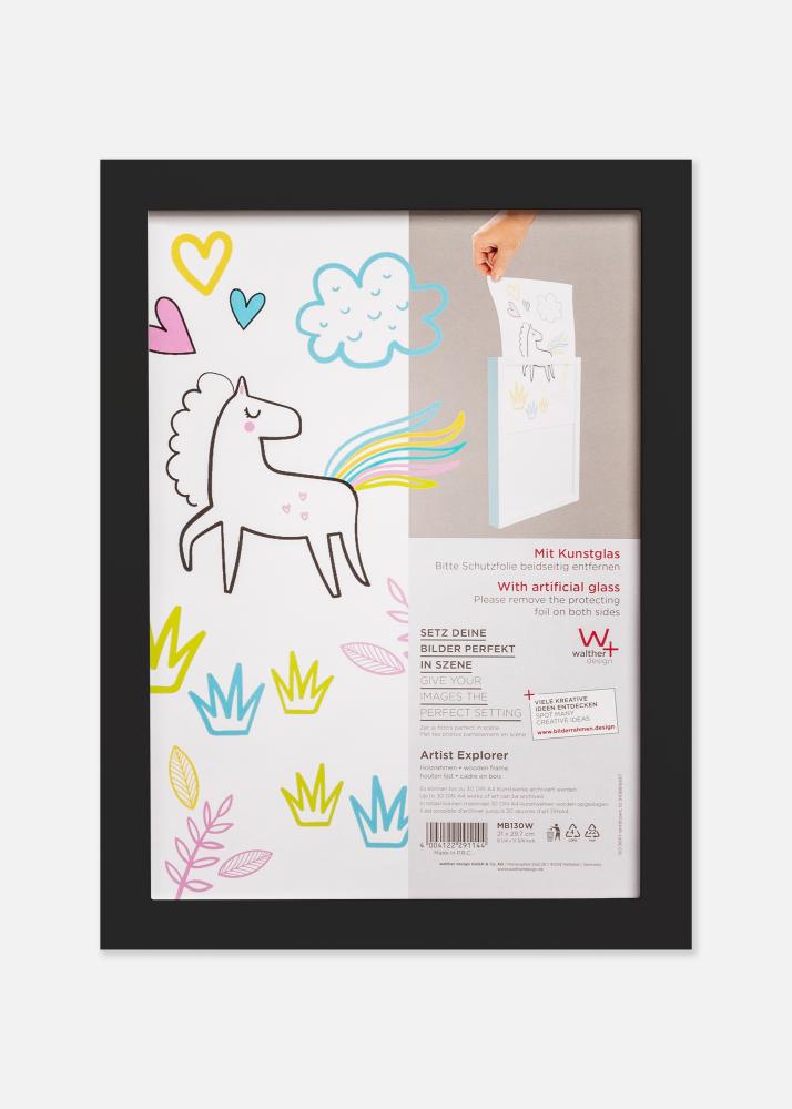 Bilderrahmen Kinderzeichnungen Explorer Acrylglas Schwarz A4
