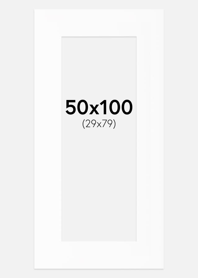 Passepartout Weiß Standard (weißer Kern) 50x100 cm (29x79)