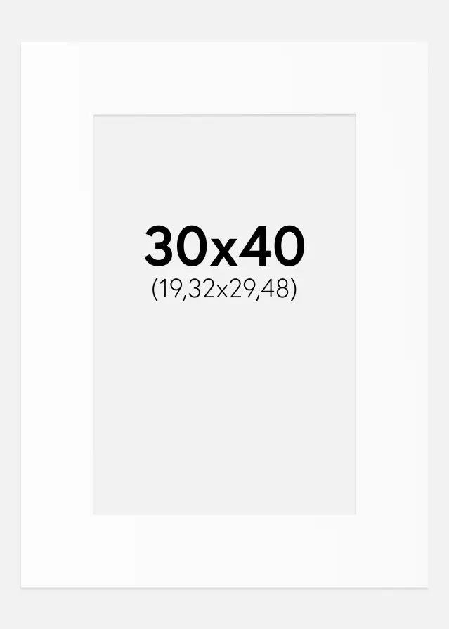 Passepartout Weiß Standard (weißer Kern) 30x40 cm (19,32x29,48)