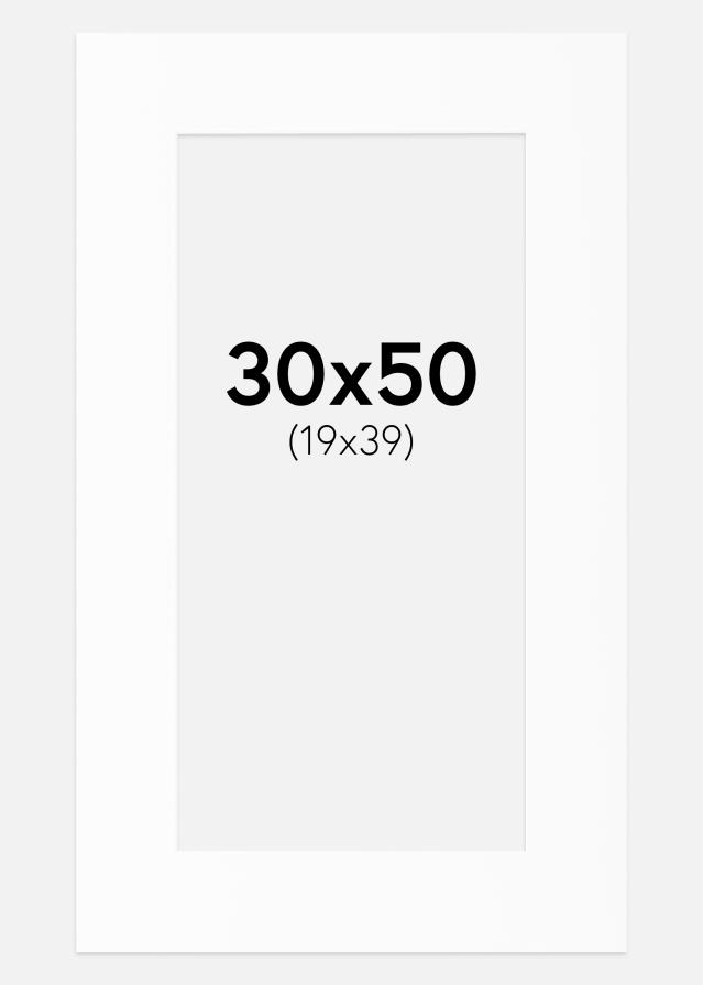 Passepartout Weiß Standard (weißer Kern) 30x50 cm (19x39)