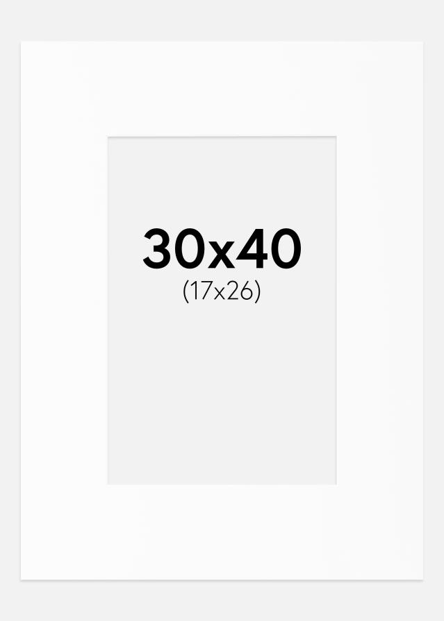 Passepartout Weiß Standard (weißer Kern) 30x40 cm (17x26)