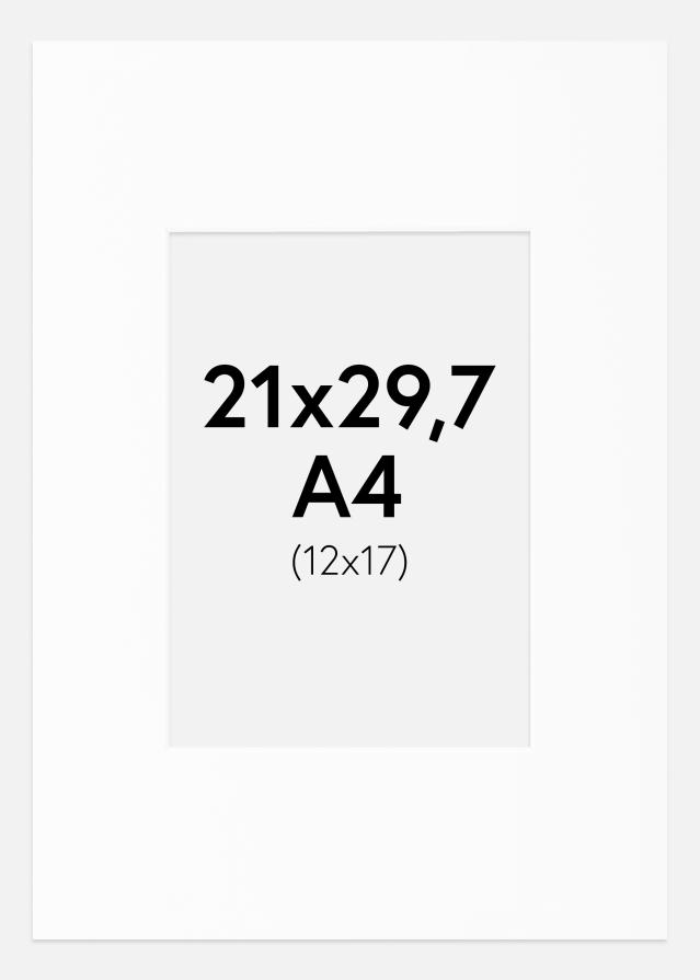 Passepartout Weiß Standard (weißer Kern) A4 21x29,7 cm (12x17)