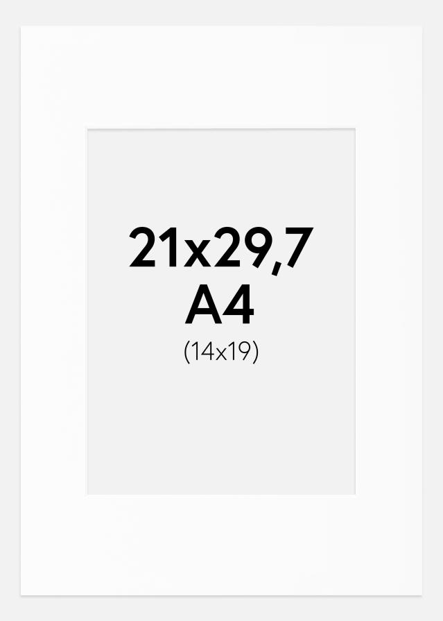Passepartout Weiß Standard (weißer Kern) A4 21x29,7 cm (14x19)