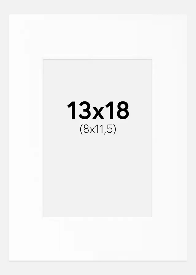 Passepartout Weiß Standard (weißer Kern) 13x18 cm (8x11,5)