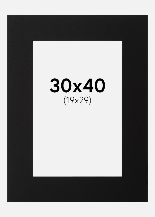 Passepartout Schwarz (schwarzer Kern) 30x40 cm (19x29)
