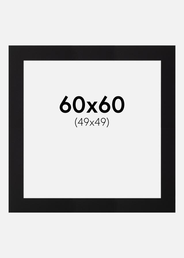 Passepartout Schwarz Standard (weißer Kern) 60x60 cm (49x49)