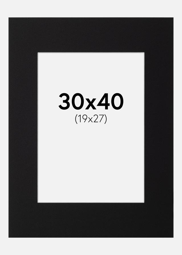 Passepartout Schwarz Standard (weißer Kern) 30x40 cm (19x27)