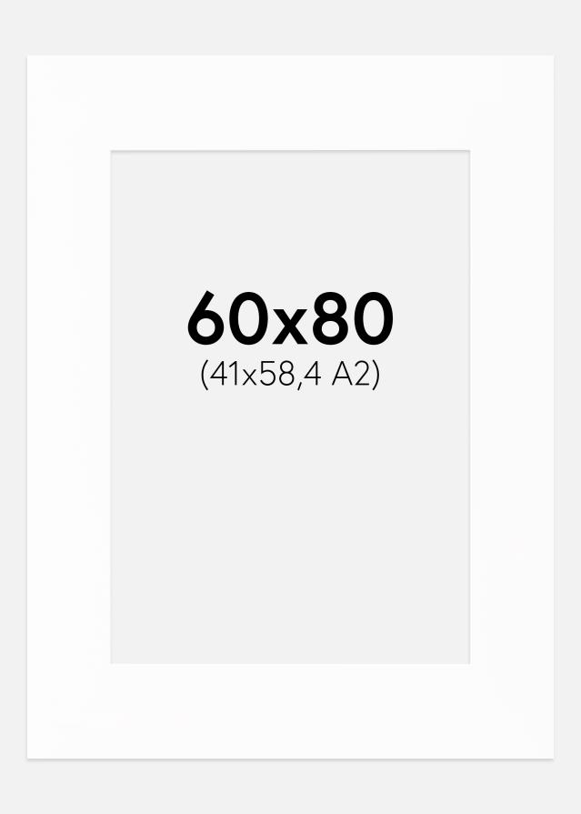 Passepartout XL Standard Weiß (weißer Kern) 60x80 cm (41x58,4 - A2)