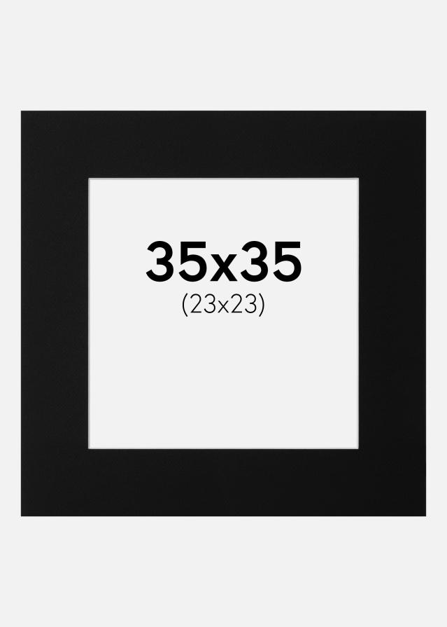 Passepartout Schwarz Standard (weißer Kern) 35x35 cm (23x23)